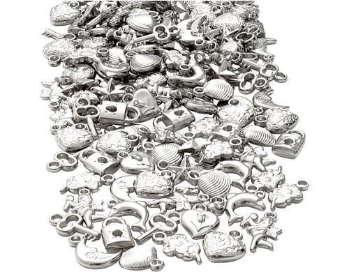 Creativ Company Anhänger Set silber ca. 200 Stück, 80g, Grösse 15 - 20 mm