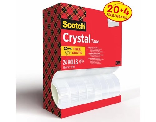 3M Scotch Crystal Klebeband 19mmx33m Vorteilspack, 24 Rollen