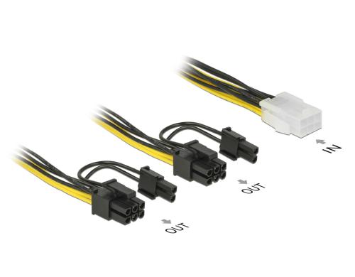 6Pin auf 2x 8Pin oder 2x 6Pin Stromadapter für PCI-Express Highend Grafikkarten, 15cm
