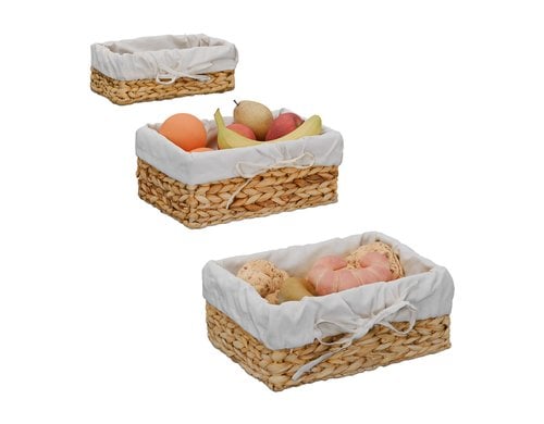 relaxdays Brotkorb Set 3 Stück, mit Baumwolleinsatz