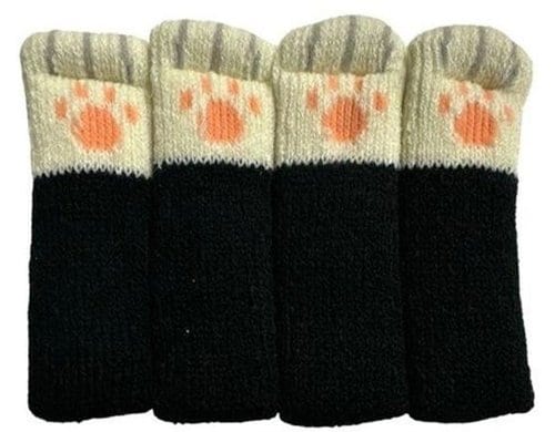 Dameco Stuhlsocken Katzenpfoten 4er Set 3x11cm, Schwarz-Weiss