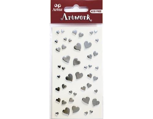 Artoz Artwork Sticker Herzen silber, 1 Blatt