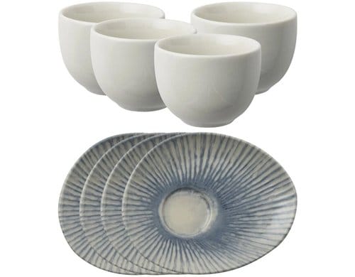 AK Kaffeeservice 4 Tassen M/Teller Org Sunlight Blue Stoneware