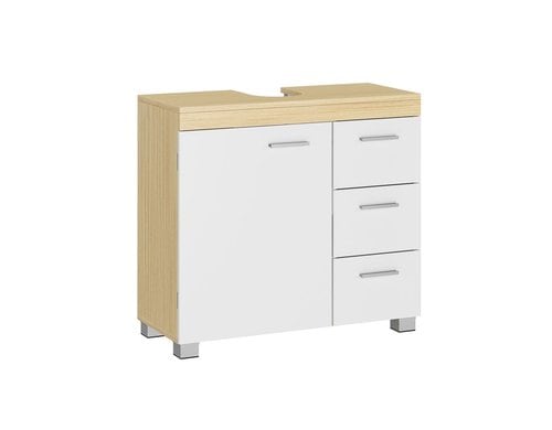 Vasagle Waschbeckenunterschrank,Weiss-Natur 70x30x64 cm (HxTxB), MDF