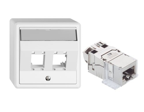 Feller EDIZIOliv AP-Netzwerkdose 2x RJ45 Kat6, geschirmt, R&M freenet Module Snapfix