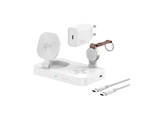 4smarts Qi2 Ladestation Trident inkl. Apple Watch Charger, weiss