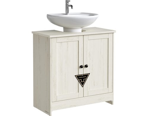 Vasagle Waschbeckenschrank, Weiss rustikal 60x30x61.2 cm, MDF, Spanplatte