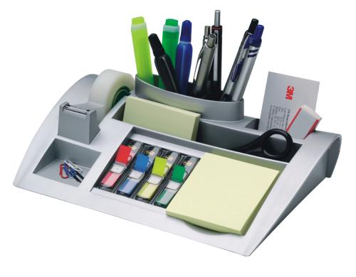 3M Desktop Organizer silbergrau 26.6x16.8x6.8cm, inkl. 4 Dispenser