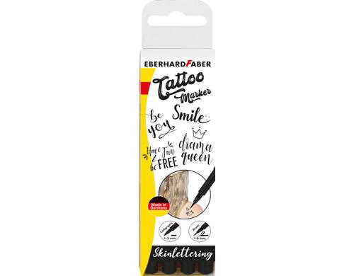Eberhard Faber Tattoo Marker Set One im Blister, 4 Stück, Mit Schablone/20Motive