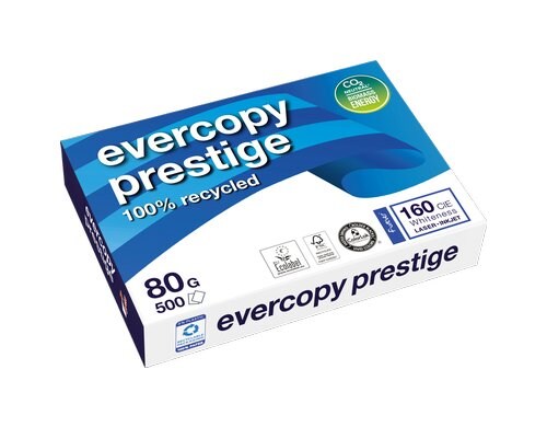 Evercopy Papier Prestige 100% Recycling A4, 80 g/m², 2500 Blatt, CIE 160