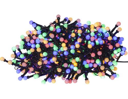 Star Trading Lichterkette Berry Mini schwar inkl. LED Multi, IP44, 1400cm