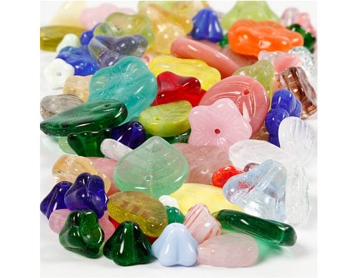 Creativ Company Glasperlen 60g Blätter Blumen 6-17 mm sortierte Farben