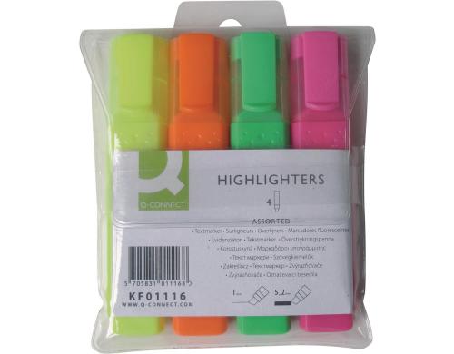 Connect Textmarker 4er Etui gelb, orange, pink, grün