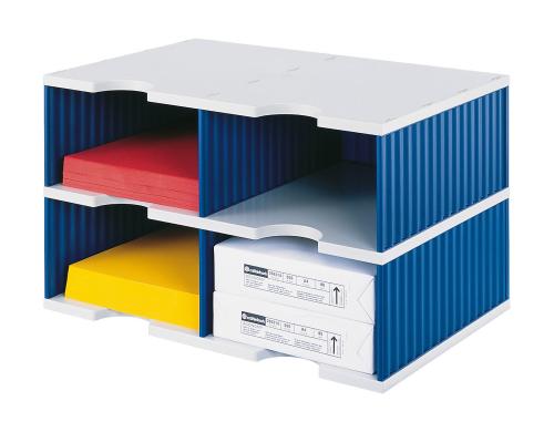 Styrodoc duo Jumbo Standard-Einheit 4 Fächer, blau,hellgrau