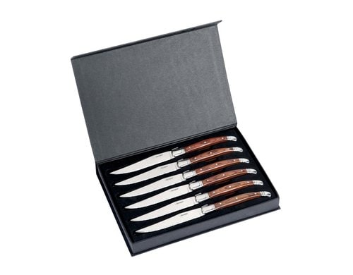 Berndorf Steakmesser-Set Pakka Braun 6 Messer, Nicro-Edelst. 18/10 Pakkaholz