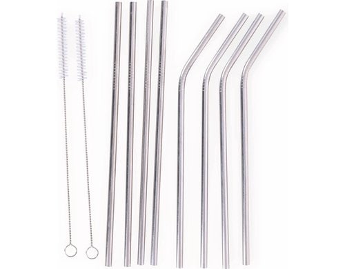 Alpina Trinkhalm Metall, 8 Stück mit 2 Bürsten, 20/21.5/19.5cm