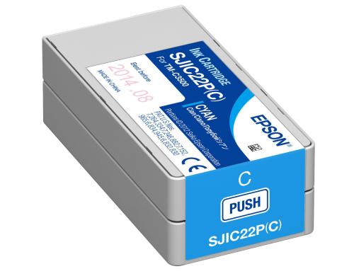 Epson Tintenpatrone SJIC22P cyan, Für TM-C3500, 32,5 ml Inhalt, C33S020602