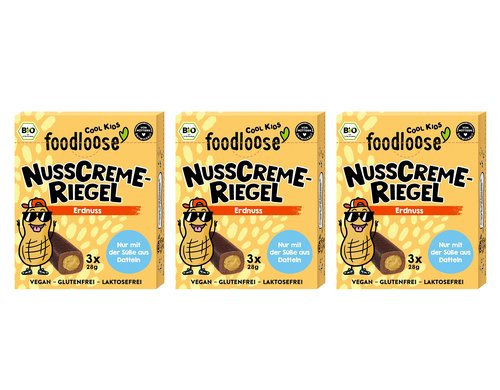 Foodloose Nusscreme-Riegel Erdnuss 3 x 28 g