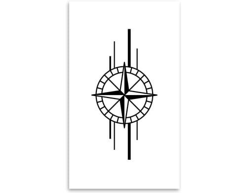 minink Tattoo Kompass mit Linien Grösse: L (4.0 cm x 8.0 cm)