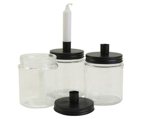 Creativ Company Aufbewahrungsgläser mit Kerzenhalter und Kerze, 6 Stück