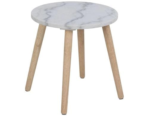 AC Design Beistelltisch Roslin Weiss Rubberwood/Marmor, Ø40x40,5 cm