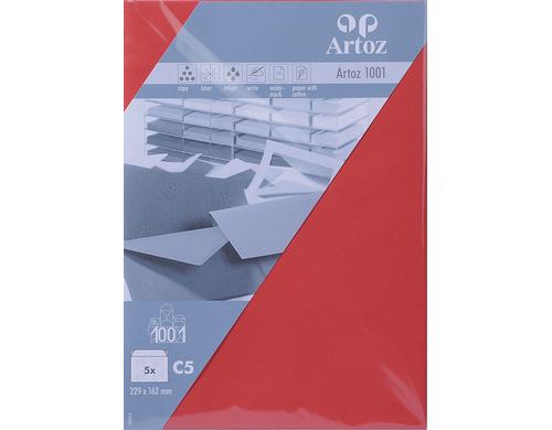 Artoz Couvert 1001 C5 100  gm2, Rot, 5 Blatt