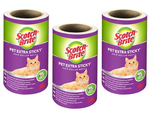 3M Scotch-Brite Kleiderroller Pet Refill für Tierhaare, 3 Ersatzrollen