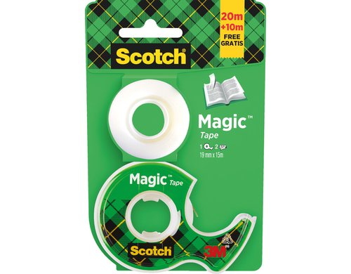 3M Scotch Magic Handabroller Abroller + 2 Rollen, 19mm, grün