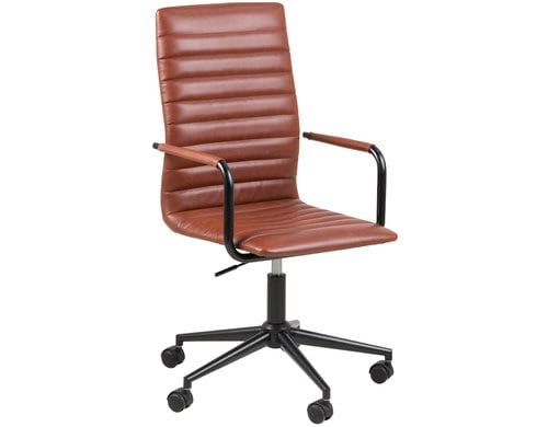 AC Design Bürostuhl Winslow Leder Cognac mit Armlehnen und Bremsrollen