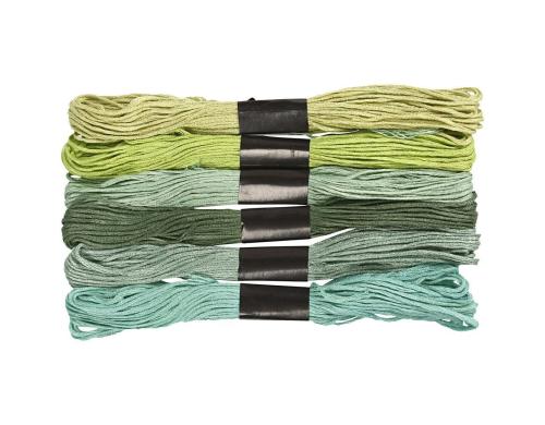 Creativ Company Stickgarn Baumwolle grün 6 Bündel à 8 m, Stärke 1 mm