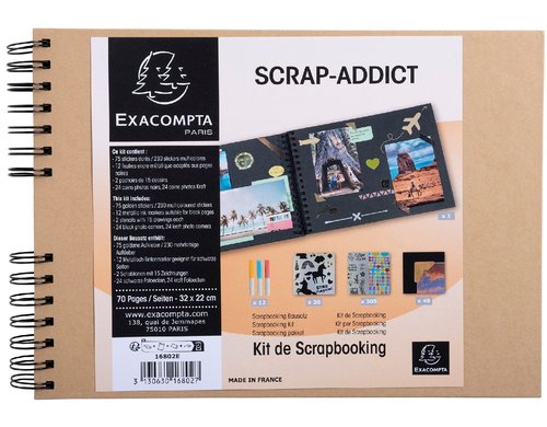 Exacompta Spiralalbum Scrap-Addict Kraft Album-Set, Sticker, Marker etc.