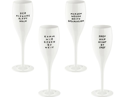 Koziol Sektglas Cheers Spruchreif 4er Set cotton white, 100 ml