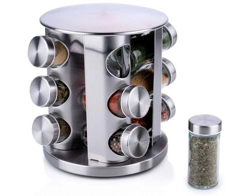 Aplina Gewürzregal 12-teilig, drehbar 19x23 cm (DxH), 1.77kg, SS430/GL CB