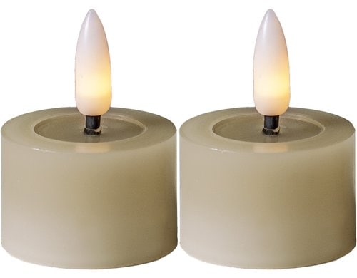 Star Trading LED Teelicht 2 Pack Flow Indoor, Beige, 5cm  Höhe, Timerfunktion