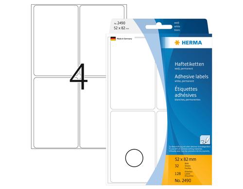 Herma Haftetiketten weiss, 128 Etik. 52 x 82 mm