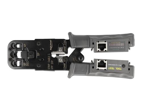 Delock Crimpzange Abisolierer&Netzwerktest. 8P(RJ45) oder 6P(RJ12/11),6P DEC,4P(RJ10)
