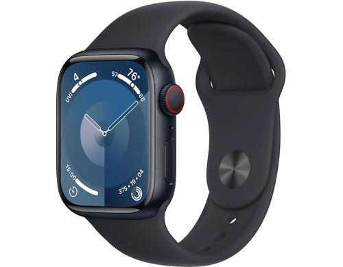 Apple Watch S9 GPS & Cell 41 Mid Alu M mit Midnight Sport Band - M/L