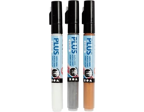 Creativ Company Acrylmarker Gold/Silber 3er Set. Strichstärke 1-2 mm