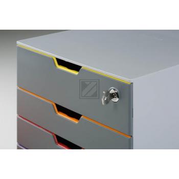Durable Schubladenbox Varicolor Safe 6 4 farbige Schubladen, Schloss,292x280x356mm