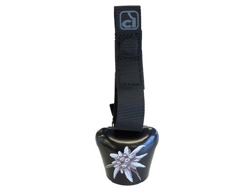 Incirca Glocke Cowbell mit Edelweiss schwarz, mit Klettverschluss