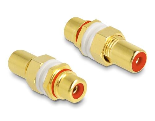 Delock Audio Adapter Cinch Buchse/Buchse zum Einbau, Farbring rot