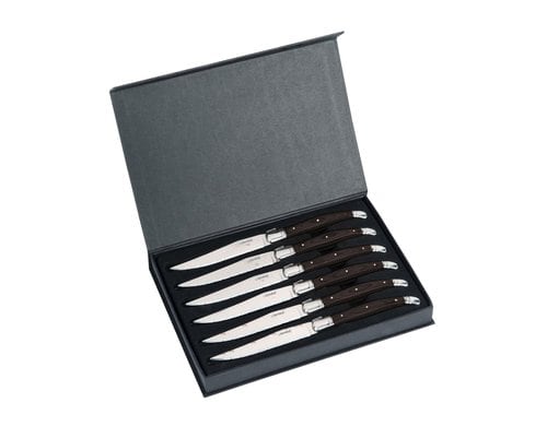 Berndorf Steakmesser-Set Pakka Schwarz 6 Messer, Nicro-Edelst. 18/10 Pakkaholz