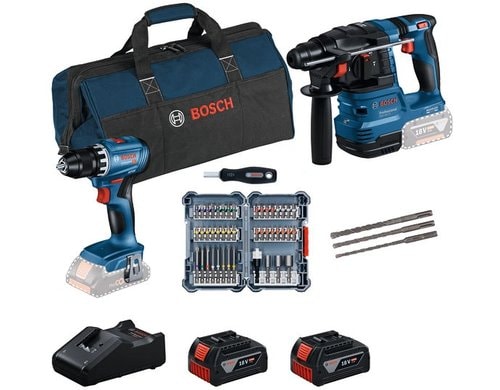 2x 18V Set GSR + GBH + 2x GBA 4Ah 2x Bits + GAL 18V-40