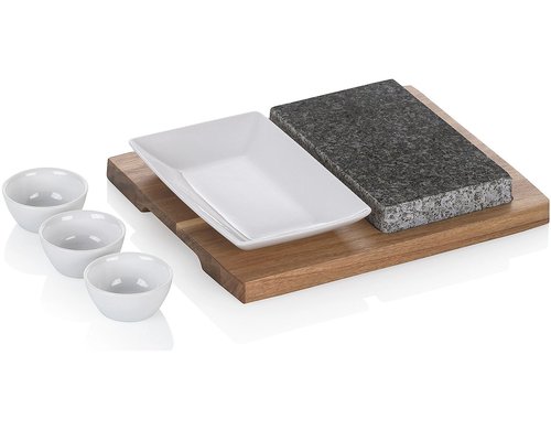 Kela Hot Stone Platte Country XL 6-teilig, Granitstein/Akazie