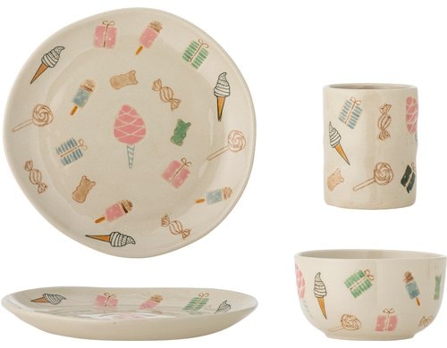 Bloomingville Geschirrset Sweets, 3er Set Steingut, 7x9/11x6/18x2 cm (DxH)