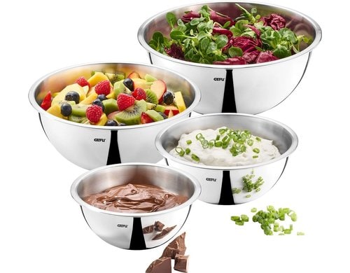 GEFU Edelstahlschüssel Set CAVARO Füllvolumen: 1 l, 1,5 l, 2,7 l und 3,5 l