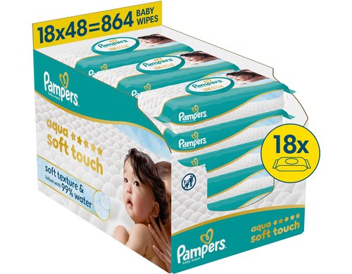 Pampers Feuchte Tücher Aqua Soft touch Gigapack 18x48Stk.