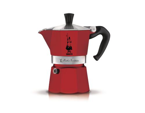 Bialetti Moka Express für 6 Tassen rot Aluminium poliert