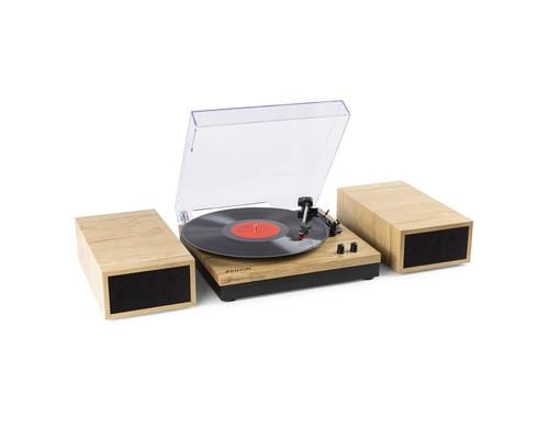 Fenton RP165L Plattenspieler mit Lautsprechern, Holzoptik