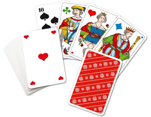 Piquetkarten mit grossen Zahlen, 4-farbig